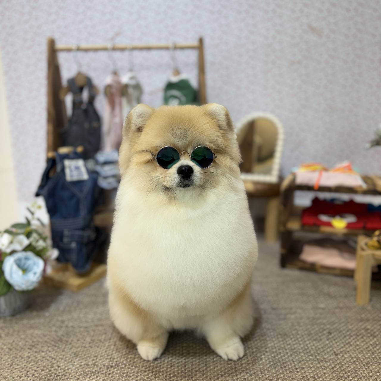 サングラスのポメラニアン
